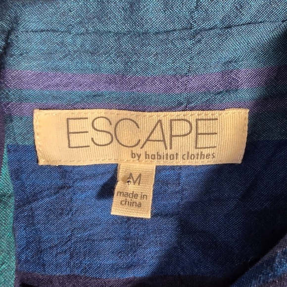 Escape by Habitat Shirt Womens Medium Button Up Long Sleeve Stripe Lightweight - Picture 5 of 13